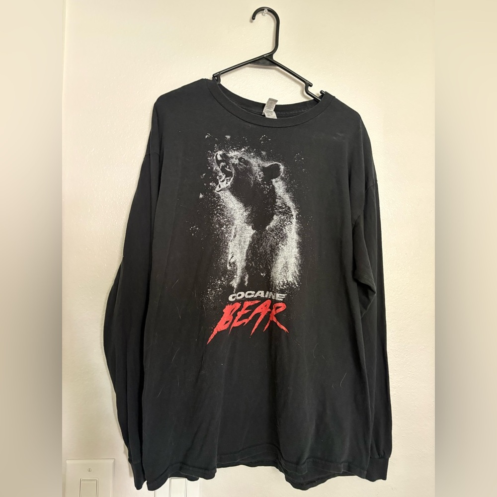 Cocaine Bear Graphic Long-Sleeve Shirt - Black XL